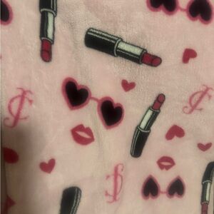 Juicy Couture Pink Lipstick and Heart Throw Blanket